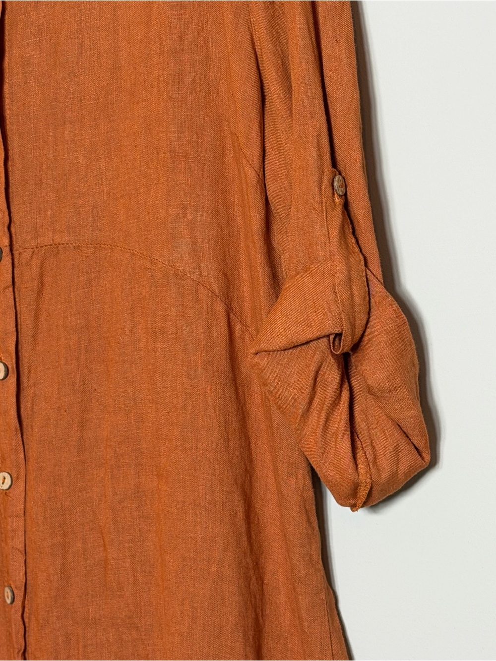 Charlie B Button-Front Linen Shirt Dress in Rust Size L - Picture 4 of 11